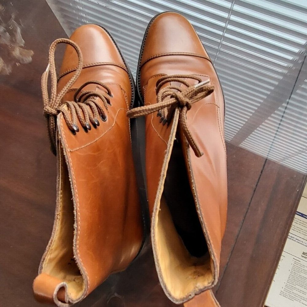Gucci Mens size 10.5 Gucci LIght Brown Leather Cap Toe Chukka Boot Never Worn - Picture 6 of 13